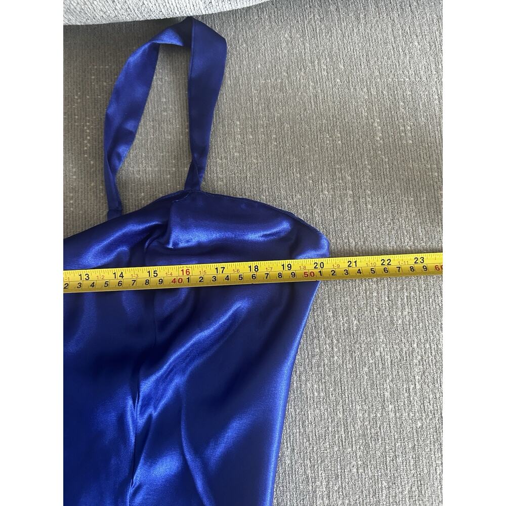 Cacique Blue  Satin Teddy Romper Lingerie SZ L Whimsigoth Fairy - Picture 6 of 11